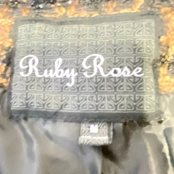 Ruby Rose Brown & Black Tweed Cropped Jacket With Zipper & Raw Edge Detail - Picture 10 of 12